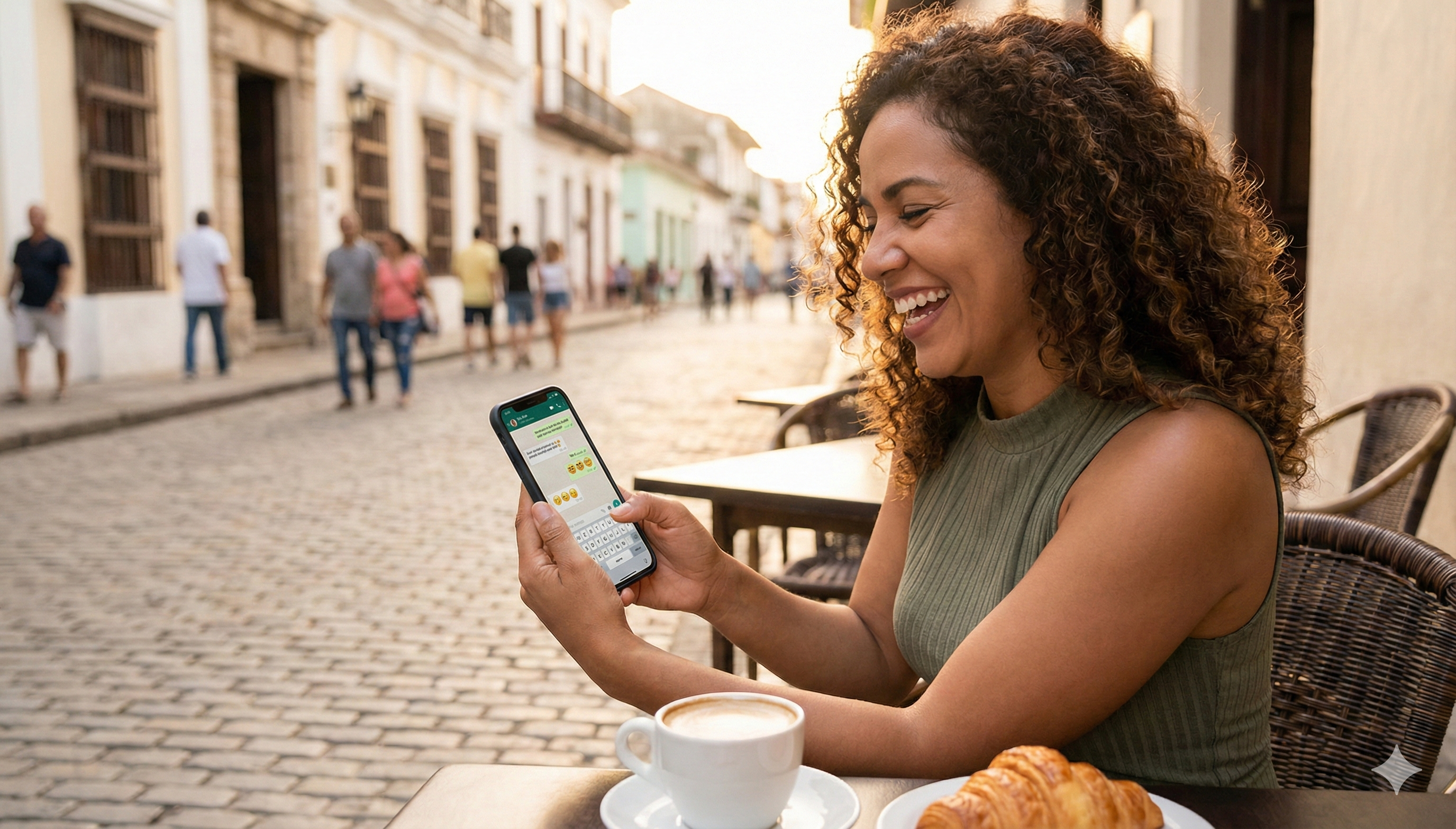 Mujer feliz usando la app de Nufin